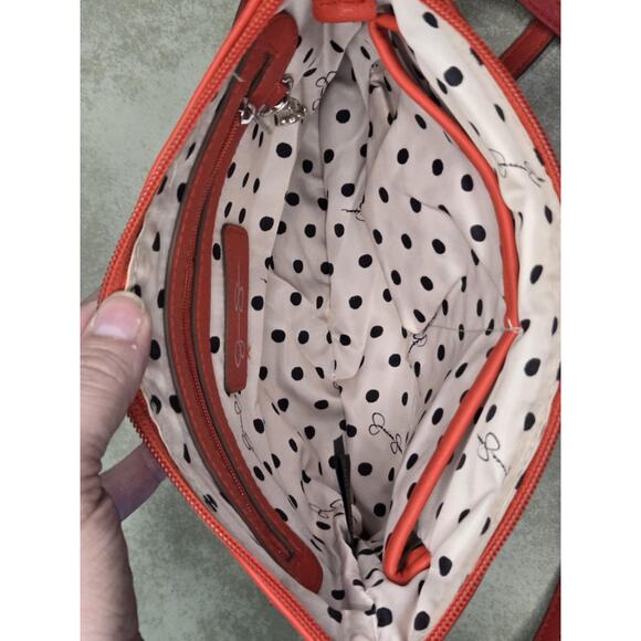 Jessica Simpson red leather zipper front pocket crossbody - Picture 3 of 8